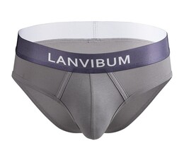 Фото - Чоловічі бріфи від бренду Lanvibum однотонні сірого кольору - Men box