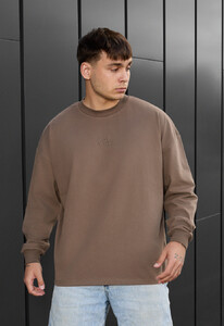 Фото - Однотонний лонгслів із вишивкою Staff brown logo oversize - Men box