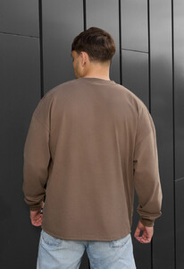 Фото - Однотонний лонгслів із вишивкою Staff brown logo oversize - Men box