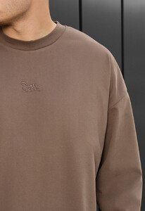 Фото - Однотонний лонгслів із вишивкою Staff brown logo oversize - Men box