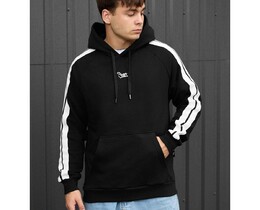 Фото - Чорне худі з білими лампасами Staff lampas & logo - Men box