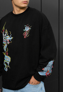 Фото - Черный лонг с яркими драконами Staff dragon oversize - Men box