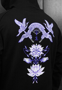 Фото - Черное худи с ярким принтом Staff birds & flowers oversize - Men box