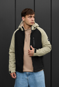Фото - Универсальная осенняя куртка soft shell Staff re black & light olive - Men box