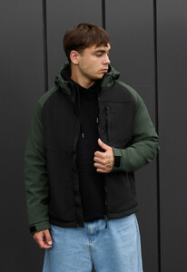 Фото - Двоколірна куртка для хлопців Staff soft shell cu black & khaki - Men box