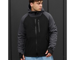 Фото - Черно-серая демисезонная куртка Staff bu soft shell dark gray & black - Men box