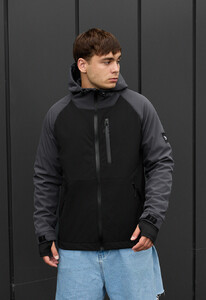 Фото - Черно-серая демисезонная куртка Staff bu soft shell dark gray & black - Men box