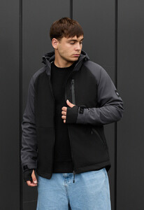 Фото - Черно-серая демисезонная куртка Staff bu soft shell dark gray & black - Men box
