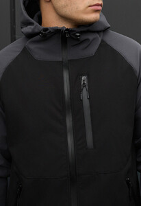 Фото - Черно-серая демисезонная куртка Staff bu soft shell dark gray & black - Men box