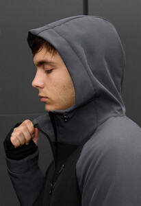 Фото - Черно-серая демисезонная куртка Staff bu soft shell dark gray & black - Men box