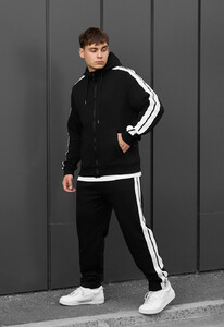 Фото - Черно-белый спортивный костюм Staff lampas zip black - Men box
