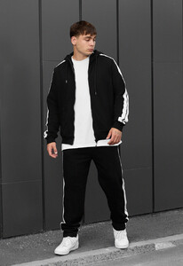 Фото - Черно-белый спортивный костюм Staff lampas zip black - Men box