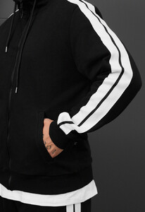 Фото - Черно-белый спортивный костюм Staff lampas zip black - Men box