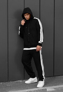 Фото - Черно-белый спортивный костюм Staff lampas zip black - Men box