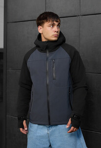 Фото - Демисезонная мужская куртка Staff mei soft shell dark gray & black - Men box