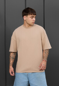 Фото - Стильна чоловіча оверсайз футболка Staff beige oversize - Men box