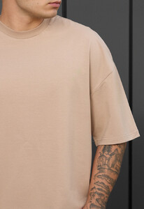 Фото - Стильна чоловіча оверсайз футболка Staff beige oversize - Men box