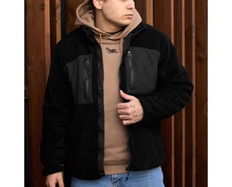 Фото - Однотонная меховая куртка Staff zelm black - Men box