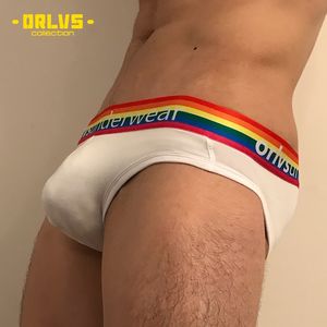 Фото - Мужские трусы ORLVS белого цвета с радужной резинкой - Men box