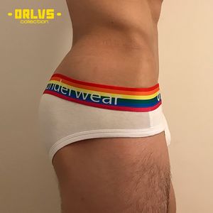 Фото - Мужские трусы ORLVS белого цвета с радужной резинкой - Men box