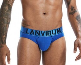 Фото - Трусы мужские от бренда Lanvibum хлопковые синего цвета - Men box