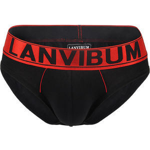 Фото - Мужские слипы Lanvibum черные с красной резинкой - Men box