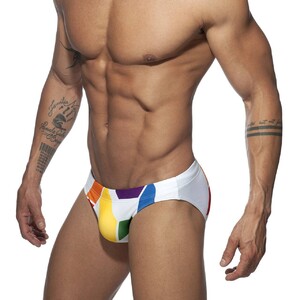 Фото - Плавки мужские Sport Line белые с разноцветным принтом - Men box