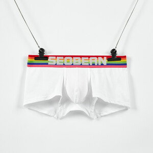 Фото - Мужские боксеры Seobean белого цвета с радужной резинкой - Men box