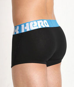 Фото - Черные мужские трусы Pink Hero с голубой резинкой - Men box