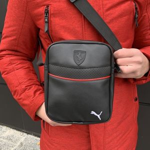 Фото - Сумка мужская из искусственной кожи Ferrari. Цвет: черный - Men box