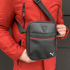 Фото - Сумка мужская из искусственной кожи Ferrari. Цвет: черный - Men box