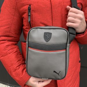 Фото - Прямокутна барсетка з логотипом Ferrari сірого кольору - Men box