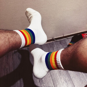 Фото - Чоловічі спортивні шкарпетки Rainbow від DM. білого кольору - Men box