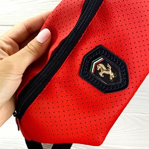 Фото - Бананка из перфорированного кожзама Ferrari красная - Men box