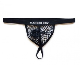 Фото - Прозрачные трусы стринги от бренда D.M. в черном цвете - Men box