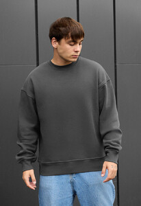Фото - Однотонный теплый свитшот Staff dark gray2 oversize fleece - Men box