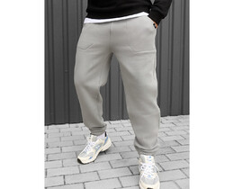 Фото - Зимові спортивні штани Staff light gray fleece - Men box