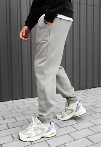 Фото - Зимние спортивные штаны Staff light gray fleece - Men box