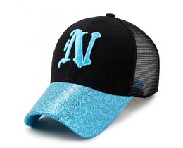 Фото - Женская кепка Narason черная с голубым логотипом N-style - Men box