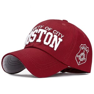 Фото - Мужская бейсболка Narason бордового цвета с лого Boston - Men box
