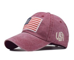 Фото - Бордова бейсболка Narason з нашитым прапором America - Men box