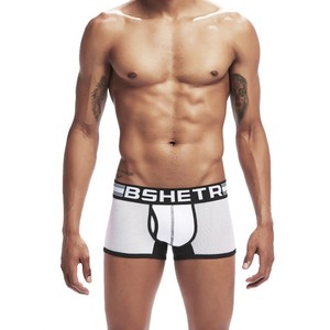 Фото - Мужские трусы Bshetr в сетку белые с черным поясом - Men box