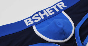 Фото - Стильные трусы хипсы Bshetr темно-синие с синей резинкой - Men box