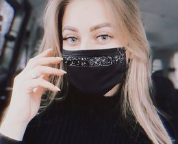 Фото - Женская маска хлопковая черного цвета с черными стразами - Men box