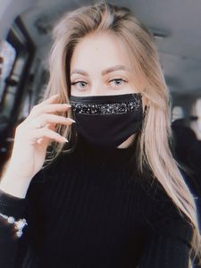Фото - Женская маска хлопковая черного цвета с черными стразами - Men box