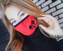 Фото - Маска женская тканевая красная с принтом "Микки Маус" - Men box