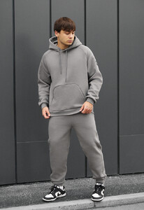 Фото - Утепленный спортивный костюм Staff es gray oversize fleece - Men box