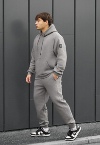 Фото - Утепленный спортивный костюм Staff es gray oversize fleece - Men box