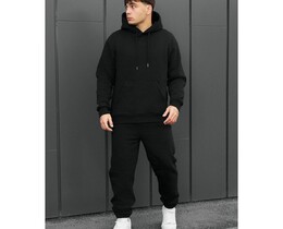 Фото - Однотонный зимний костюм Staff fiv black fleece - Men box