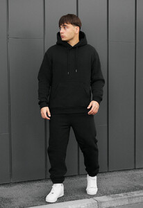Фото - Однотонный зимний костюм Staff fiv black fleece - Men box